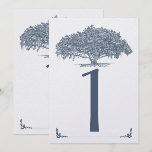 Mossy Oak Tree-nummer blauwe bruiloft Kaart (Voorkant / Achterkant)