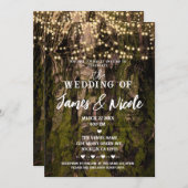 Mossy Tree Woodsy Forest Sparkle Lights Wedding Kaart (Voorkant / Achterkant)