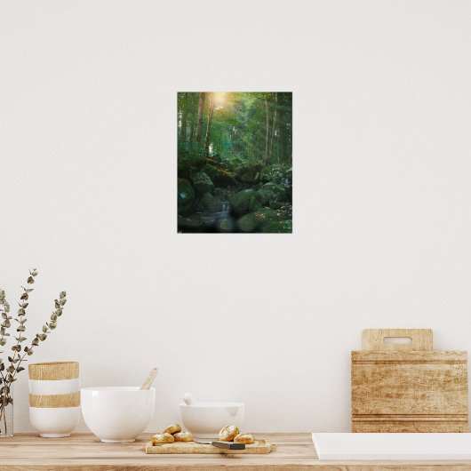 Mossy Woodland Stream Poster (Keuken)