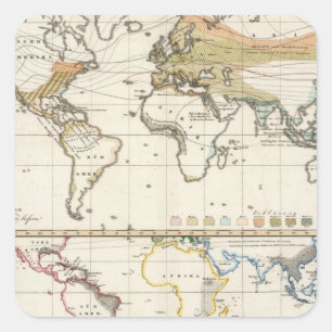 most Belangrijke cultivated plantages spread Distr Vierkante Sticker