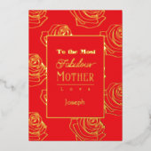 Most Fabulous Mother Red Rose Foil Invitation Folie Uitnodiging (Voorkant)