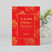 Most Fabulous Mother Red Rose Foil Invitation Folie Uitnodiging (Staand Voorkant)