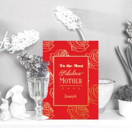 Most Fabulous Mother Red Rose Foil Invitation Folie Uitnodiging