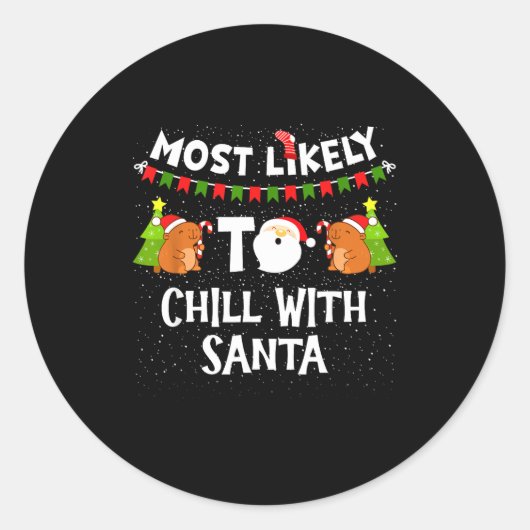 Most Likely Christmas Family Matching Funny Capyba Ronde Sticker (Voorkant)