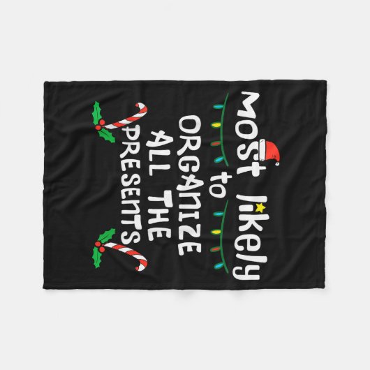 Most Likely Organize Christmas Xmas Family Matchin Fleece Deken (Voorkant (Horizontaal))