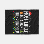 Most Likely To Adopt The Reindeer Funny Christmas  Fleece Deken (Voorkant (Horizontaal))
