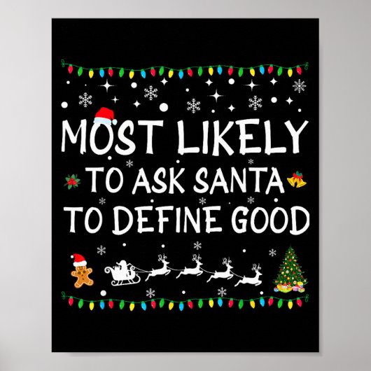 Most Likely To Ask Santa To Define Good Family Chr Poster (Voorkant)