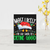 Most Likely To Ask Santa To Define Good Funny Matc Kaart (Gele Bloem)