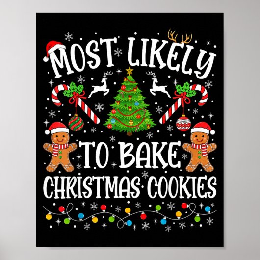 Most Likely To Bake Christmas Cookies Family Match Poster (Voorkant)