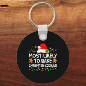 Most Likely To Bake Christmas Cookies Funny Xmas M Sleutelhanger (Voorkant)