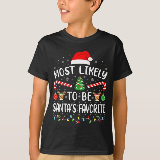 Most Likely To Be Santa's Favorite Family Matching T-shirt (Voorkant)