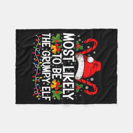 Most Likely To Be The Mpy Elf Funny Xmas Fleece Deken (Voorkant (Horizontaal))
