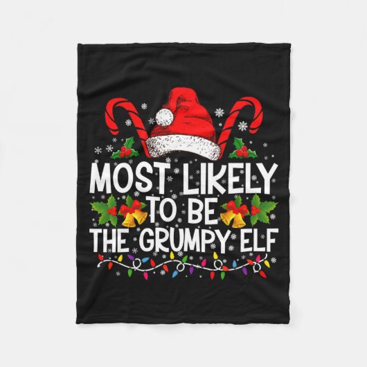 Most Likely To Be The Mpy Elf Funny Xmas Fleece Deken (Voorkant)