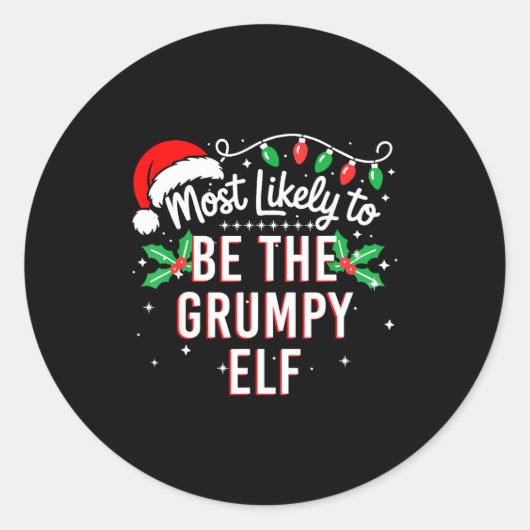 Most Likely To Be The Mpy Elf Funny Xmas  Ronde Sticker (Voorkant)
