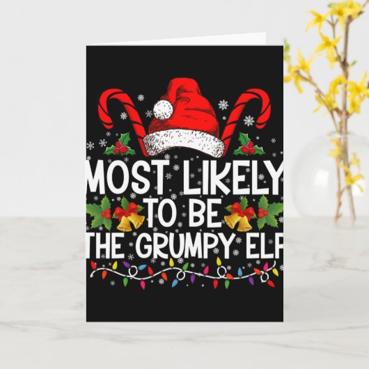 Most Likely To Be The Mpy Elf Funny Xmas T Shirt  Kaart (Gele Bloem)