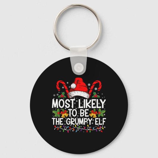 Most Likely To Be The Mpy Elf Funny Xmas T Shirt  Sleutelhanger (Voorkant)