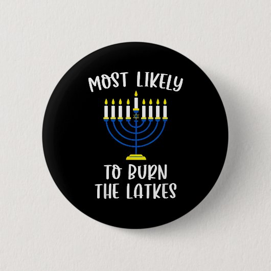 Most Likely To Burn The Latkes Hanukkah Group Matc Ronde Button 5,7 Cm (Voorkant)
