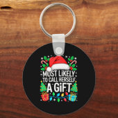 Most Likely To Call Herself A Gif Matching Christm Sleutelhanger (Voorkant)
