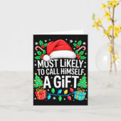 Most Likely To Call Himself A Gif Matching Christm Kaart (Gele Bloem)