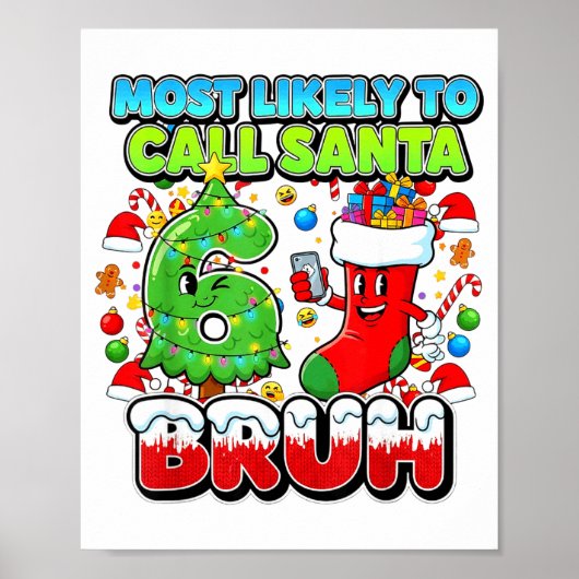 Most Likely To Call Santa 67 Bruh Six Seven Meme C Poster (Voorkant)