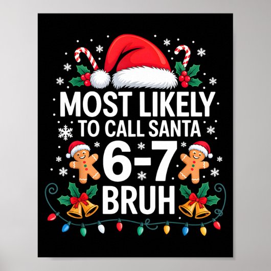 Most Likely To Call Santa 67 Six Seven Bruh Christ Poster (Voorkant)