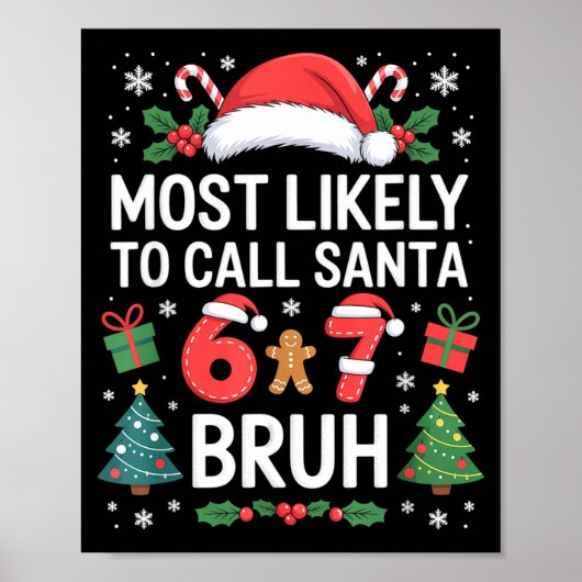Most Likely To Call Santa 67 Six Seven Bruh Christ Poster (Voorkant)