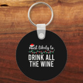 Most Likely To Christmas Shirt Matching Family Paj Sleutelhanger (Voorkant)