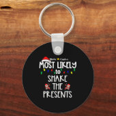 Most Likely To Christmas Shirt Matching Family Paj Sleutelhanger (Voorkant)