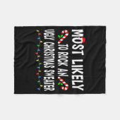Most Likely To Christmas Xmas Pajamas Funny Matchi Fleece Deken (Voorkant (Horizontaal))
