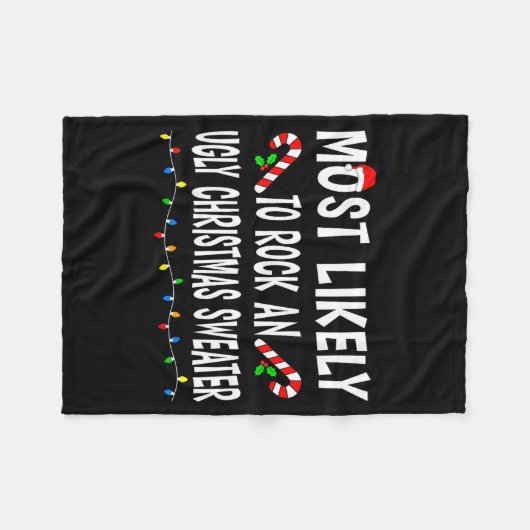 Most Likely To Christmas Xmas Pajamas Funny Matchi Fleece Deken (Voorkant (Horizontaal))