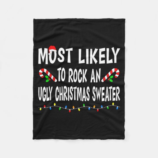 Most Likely To Christmas Xmas Pajamas Funny Matchi Fleece Deken (Voorkant)