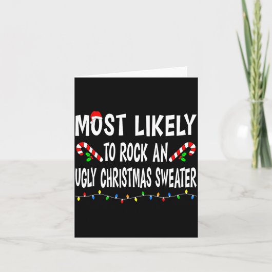 Most Likely To Christmas Xmas Pajamas Funny Matchi Kaart (Voorkant)