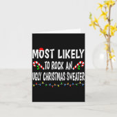 Most Likely To Christmas Xmas Pajamas Funny Matchi Kaart (Gele Bloem)