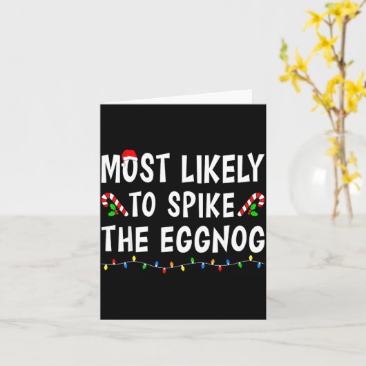 Most Likely To Christmas Xmas Pajamas Funny Matchi Kaart (Gele Bloem)