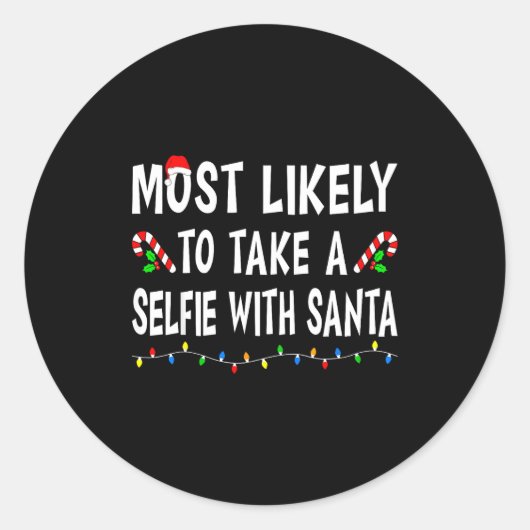 Most Likely To Christmas Xmas Pajamas Funny Matchi Ronde Sticker (Voorkant)