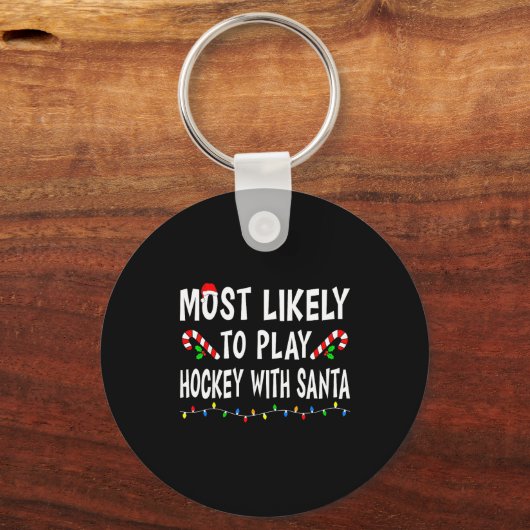 Most Likely To Christmas Xmas Pajamas Funny Matchi Sleutelhanger (Voorkant)