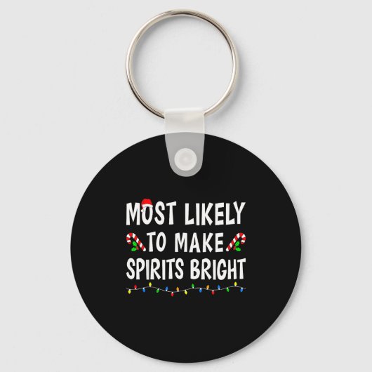 Most Likely To Christmas Xmas Pajamas Funny Matchi Sleutelhanger (Voorkant)