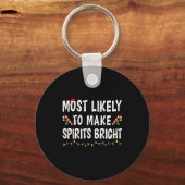 Most Likely To Christmas Xmas Pajamas Funny Matchi Sleutelhanger (Voorkant)
