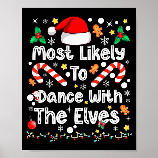 Most Likely To Dance With Elves Family Match Chris Poster (Voorkant)