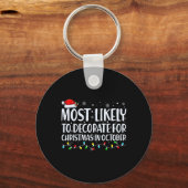 Most Likely To Decorate For Christmas In October T Sleutelhanger (Voorkant)