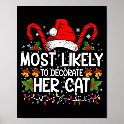 Most Likely To Decorate Her Cat Family Matching Poster (Voorkant)