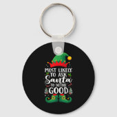 Most Likely To Define Good Matching Christmas Elf Sleutelhanger (Voorkant)