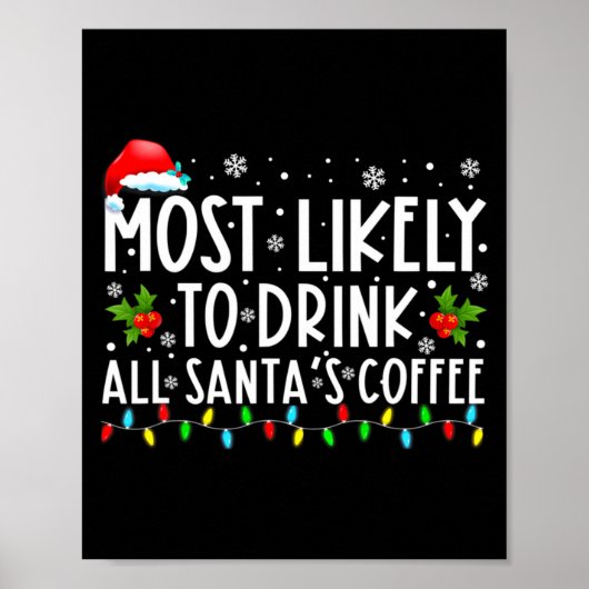 Most Likely To Drink All Santas Coffee Christmas Poster (Voorkant)