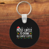 Most Likely To Drink All Santas Coffee Christmas  Sleutelhanger (Voorkant)