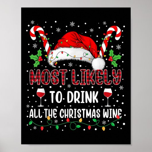 Most Likely To Drink All The Christmas Wine Family Poster (Voorkant)