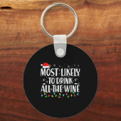 Most Likely To Drink All The Wine Christmas  Sleutelhanger (Voorkant)