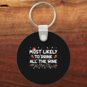Most Likely To Drink All The Wine Family Christmas Sleutelhanger (Voorkant)