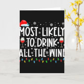 Most Likely To Drink All The Wine Family Matching  Kaart (Gele Bloem)