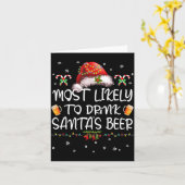 Most Likely To Drink Santa Beer Funny Christmas Dr Kaart (Gele Bloem)