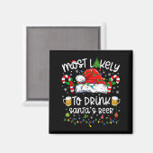 Most Likely To Drink Santa's Beer Funny Drinking C Magneet (Voorkant / Achterkant)